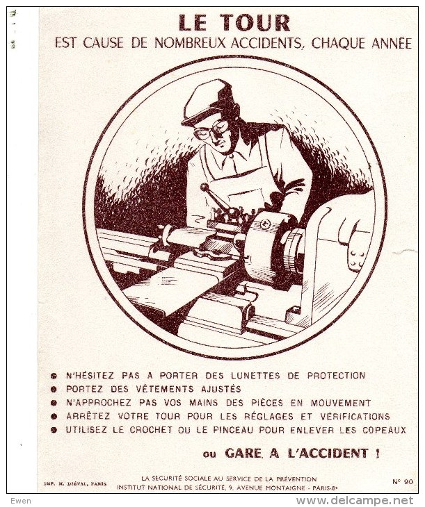 Buvard Sécurité Sociale Gare à L'accident Sur Le Tour.(Années 60-70). - Autres & Non Classés