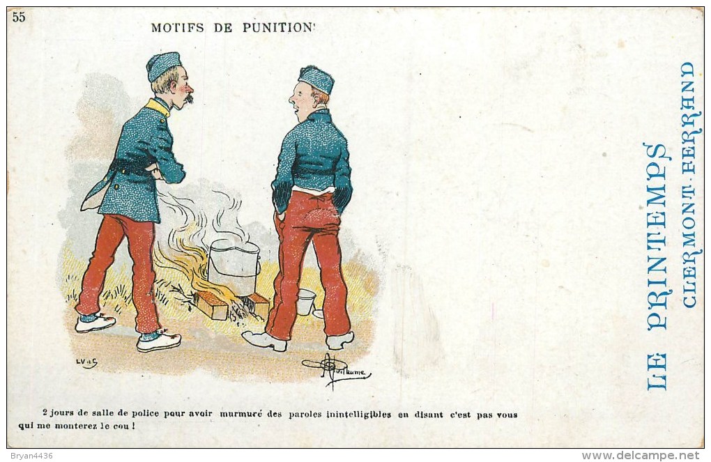 GUILLAUME - ILLUSTRATEUR - MILITARIA - "MOTIF DE PUNITION" N° 55 - CPA AVEC PUB. - Guillaume