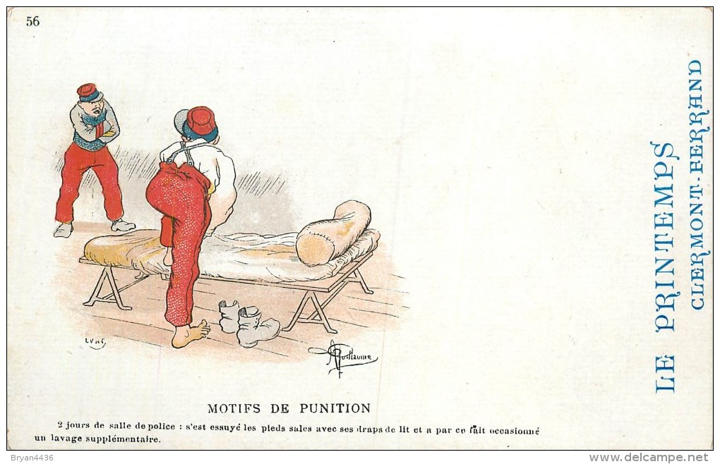 GUILLAUME - ILLUSTRATEUR - MILITARIA - "MOTIF DE PUNITION" N° 56 - CPA AVEC PUB. - Guillaume