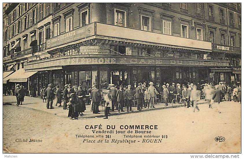 - Depts Divers - Ref-EE554- Seine Maritime - Rouen - Cafe Du Commerce - Vendredi Jour De Bourse -place De La Republique- - Rouen