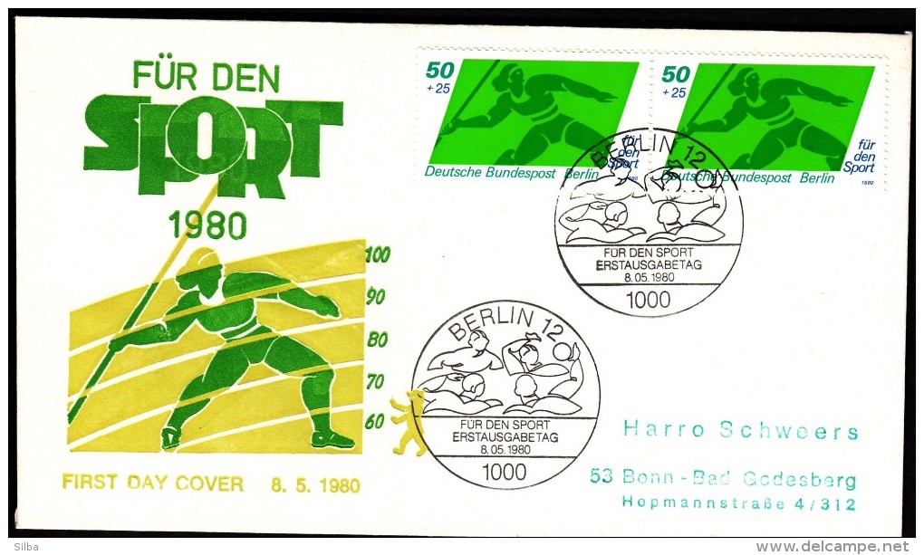 Germany Berlin 1980 For Sport Water Polo Athletics Javelin Throw - Atletiek