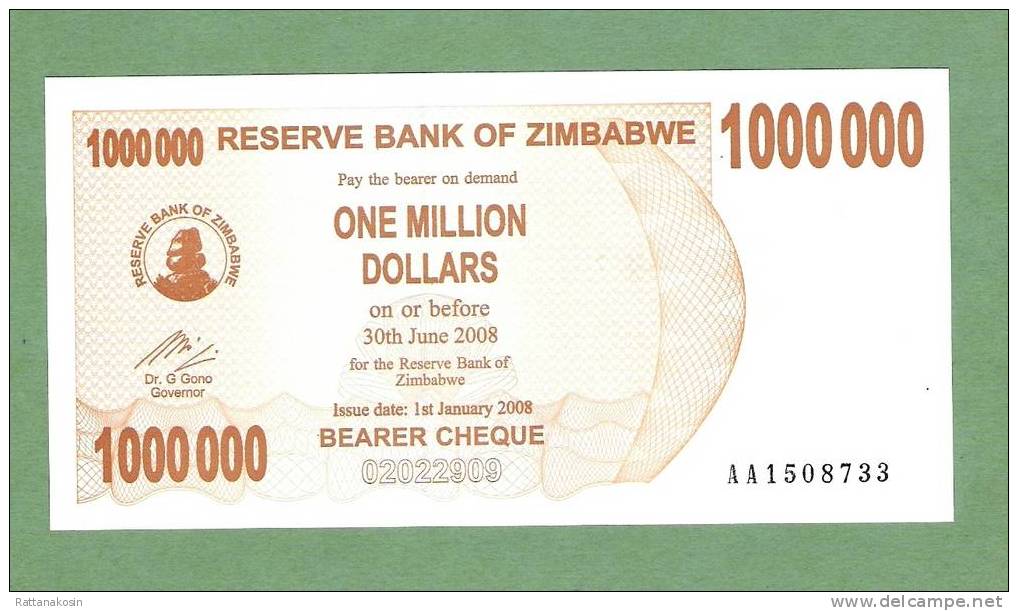 ZIMBABWE  P53 1000.000 DOLLARS  1.1.2008 To 30.6.2008 #AA Signature 5 UNC. - Simbabwe