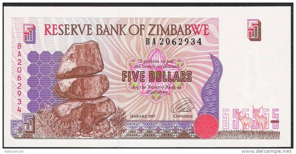 ZIMBABWE  P5  5 DOLLARS    1997     UNC. - Zimbabwe