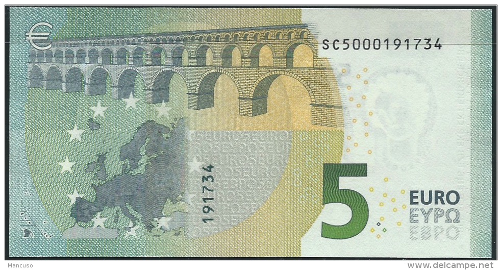 &euro; 5 ITALY  SC S001 E4  DRAGHI  UNC - 5 Euro