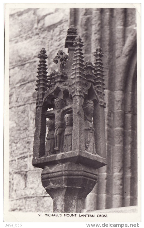 RP Postcard St Michael's Mount Lantern Cross Cornwall Harvey Barton Real Photo - St Michael's Mount