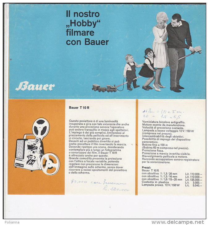 B1527 - Brochure PROIETTORI CINEPRESE BAUER Anni '60 - Proiettori Cinematografiche