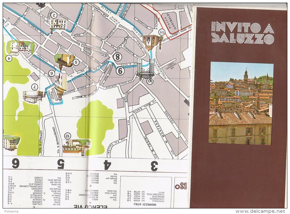 B1552 - MAP - CARTINA - CUNEO - INVITO A SALUZZO Calosso Mobili D'arte Editore Anni '70 - Carte Topografiche