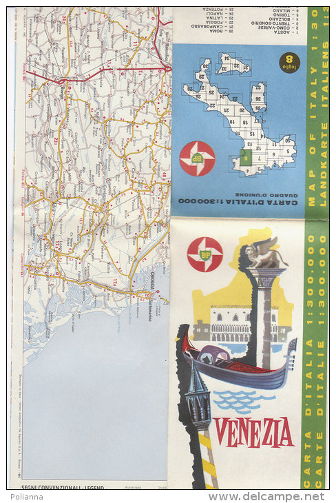 B1561 - MAP - CARTINA VENEZIA - CARTA STRADALE BP Ed. IGDA 1962 - Carte Topografiche