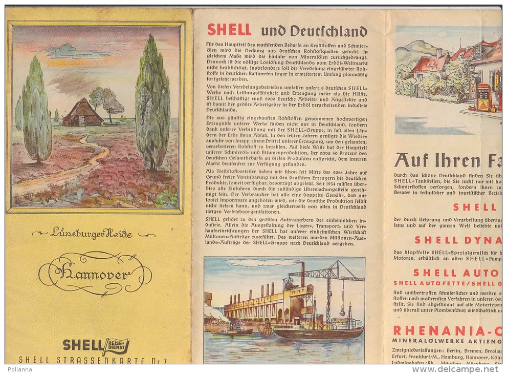 B1579 - SHELL STRASSENKARTE N.7 N.8 GERMANIA - GERMANY - HANNOVER - LUNEBURGER HEIDE Anni '30 - Carte Topografiche