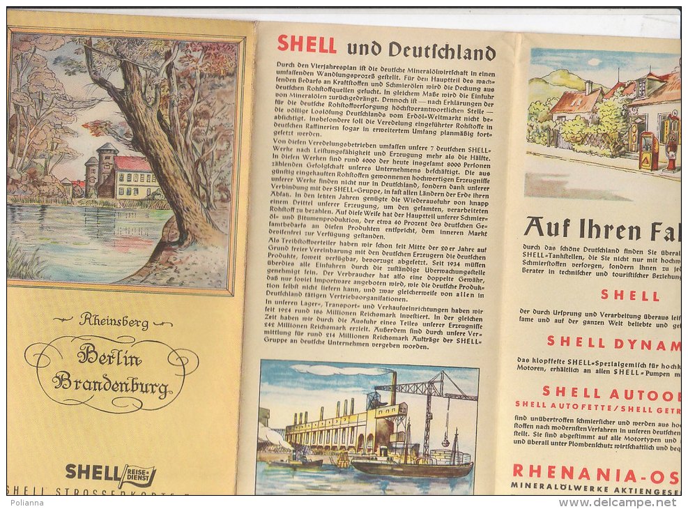 B1580 - SHELL STRASSENKARTE N.8 GERMANIA - GERMANY - BERLIN BRANDENBURG - RHEINSBERG Anni '30 - Carte Topografiche