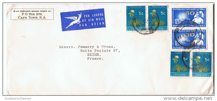 AF-L28 - AFRIQUE DU SUD N° 269-293 Sur Lettre Par Avion Pour Reims - Lettres & Documents