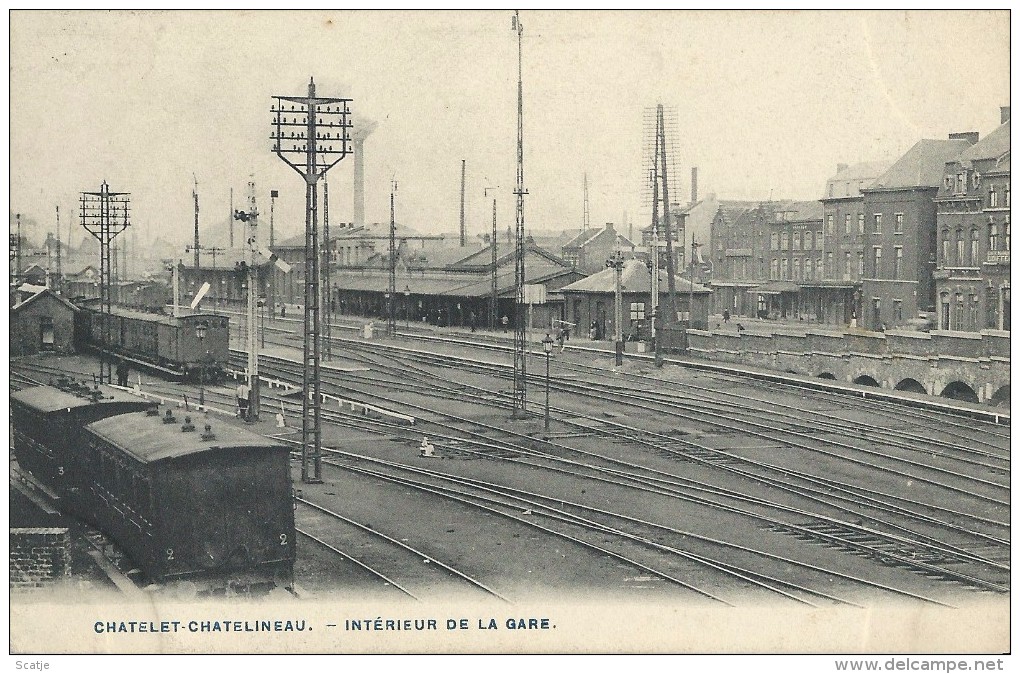 Chatelet-Chatelineau.  -  Intérieur De La Gare.  Prachtige Kaart.  1909  Naar  Mons  -  LOCO - Châtelet