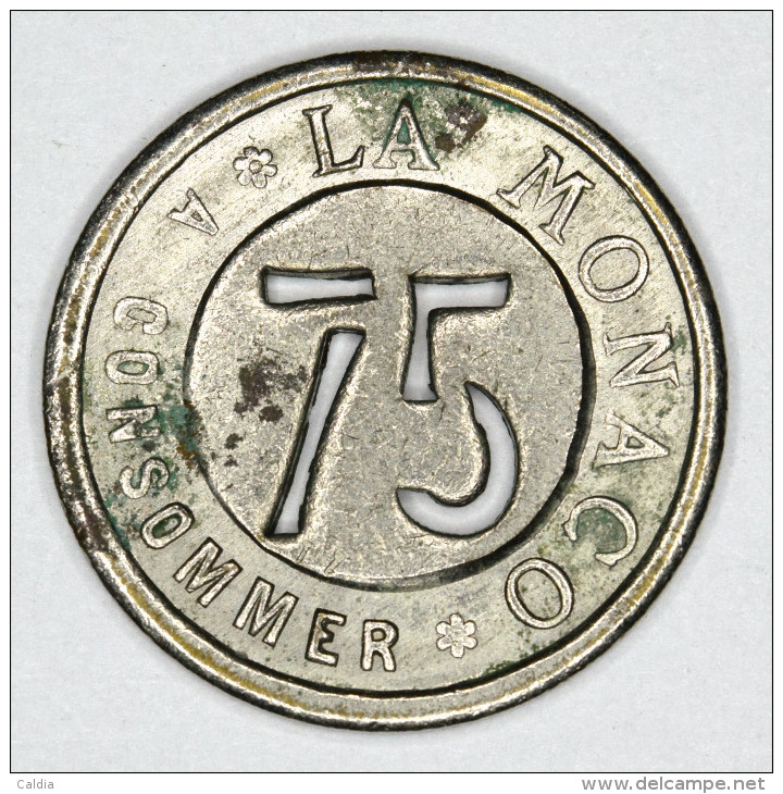 Monaco Jeton ~ 1920 Troué 75 Centimes # 1 - Andere & Zonder Classificatie