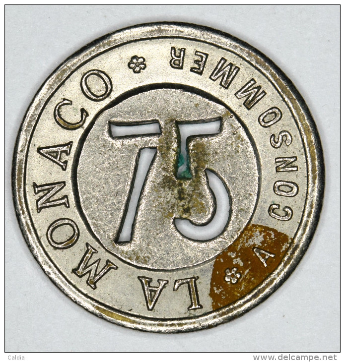 Monaco Jeton ~ 1920 Troué 75 Centimes # 3 - Other & Unclassified
