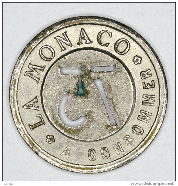 Monaco Jeton ~ 1920 Troué 75 Centimes # 3 - Andere & Zonder Classificatie