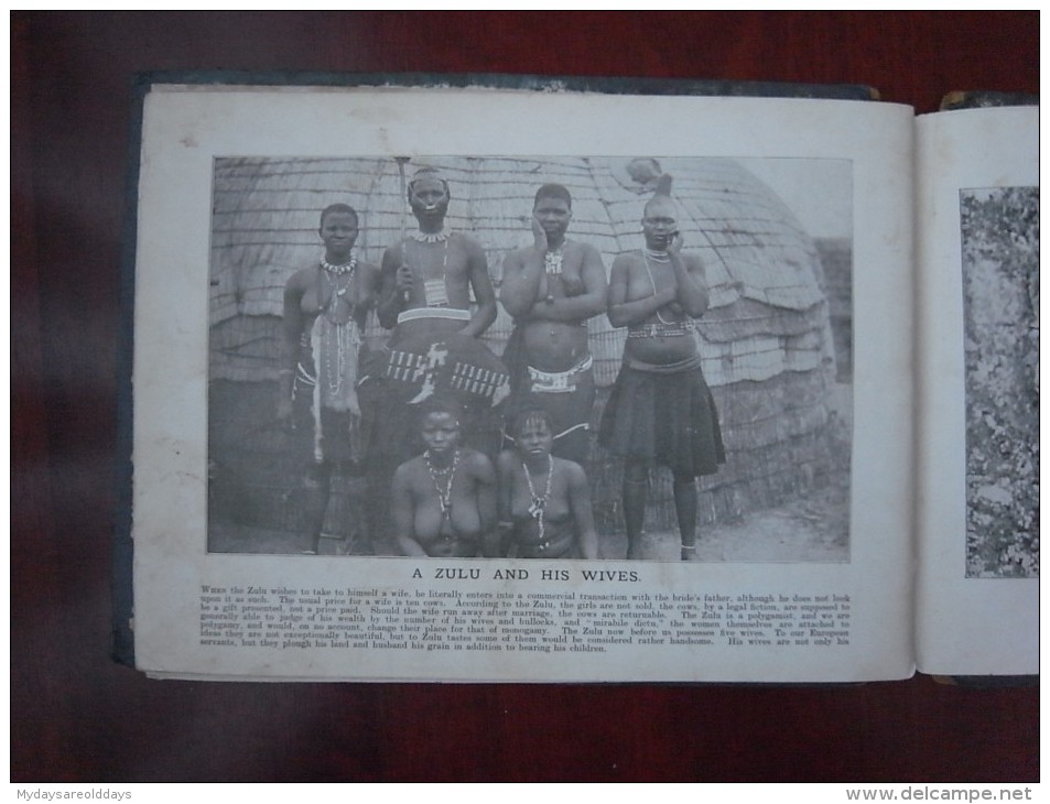 1 book - views of south africa - rare old photography book - zulu tribe - markets (31 pages scaned)