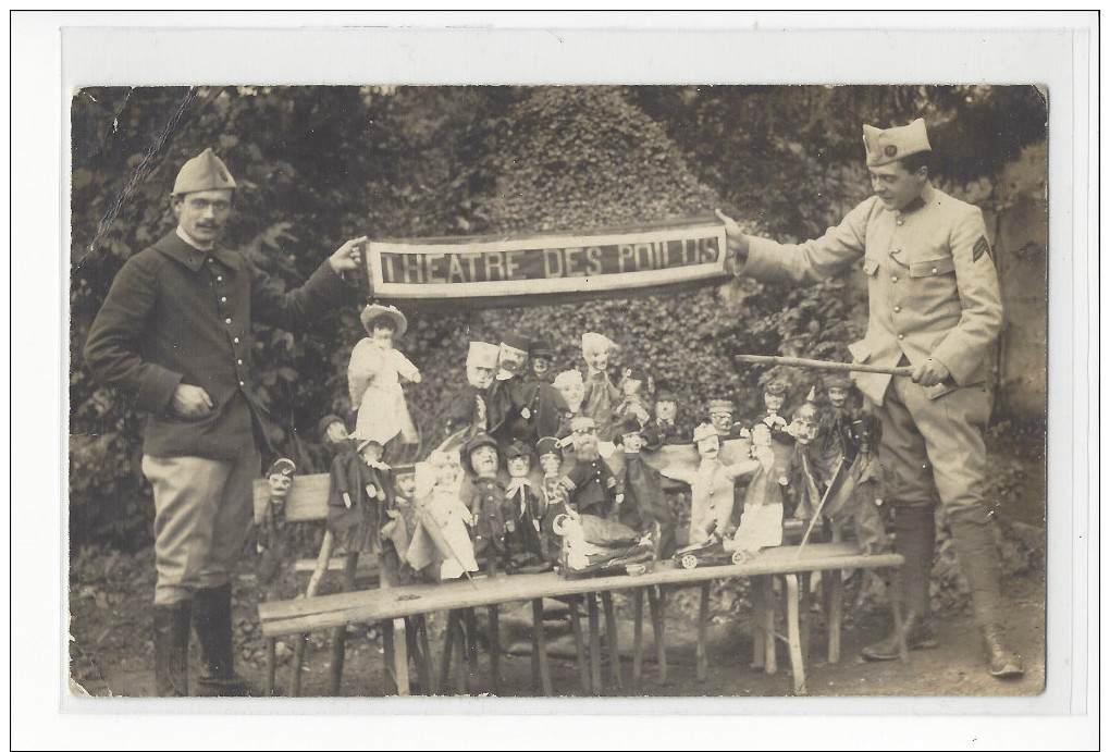 THEATRE DES POILUS GUIGNOL MILITARIA GUERRE 1914-18 CARTE PHOTO CARD /FREE SHIPPING REGISTERED - Guerra 1914-18