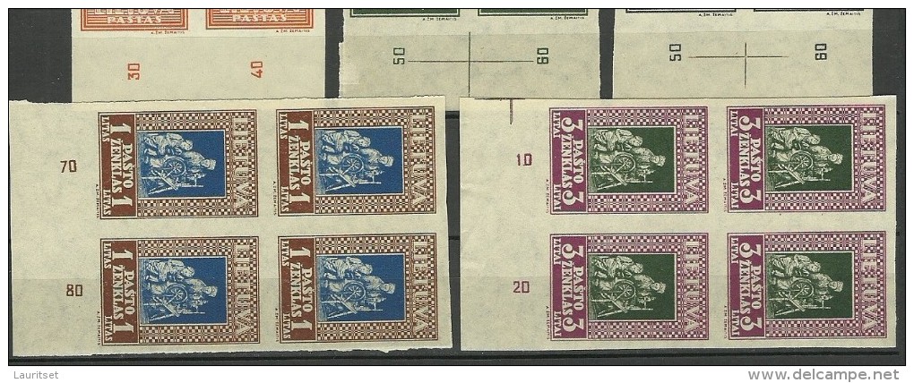 LITAUEN Lithuania 1933 Michel 364 - 371 B In 4-Block MNH Nice Margins! Schöne Ränder ! - Litauen