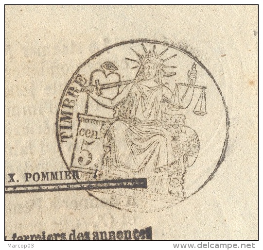 JOURNAL L'ASSEMBLEE NATIONALE Complet Du 20 Octobre 1850 Timbre Humide 5 C Noir  SEINE (fiscal/postal) SUP - 1849-1876: Klassik