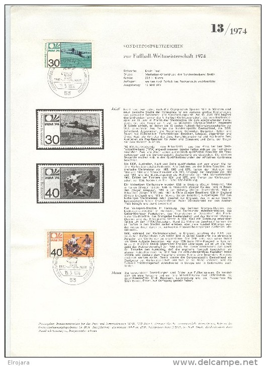 GERMANY Complete Set Of 21 Different Cancels On Announcements For The Championship Stamps Of Germany Set Nr. 103 - 1974 – Germania Ovest