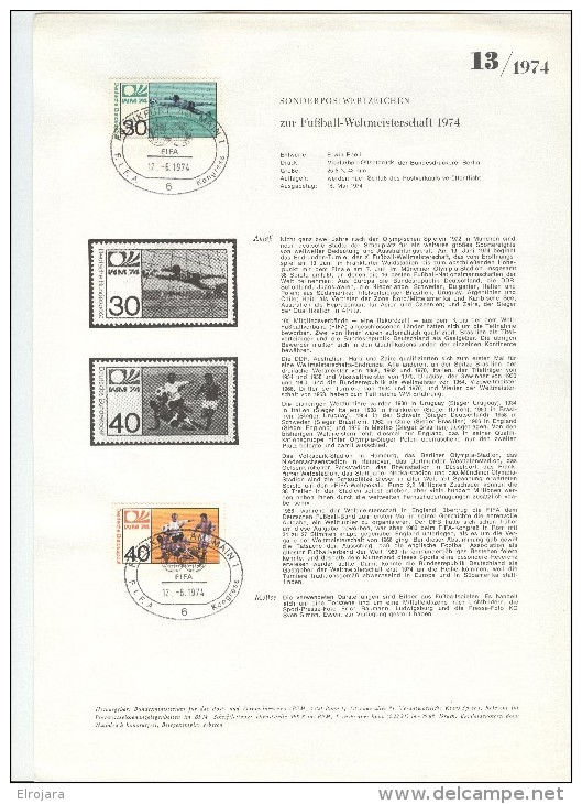 GERMANY Complete Set Of 21 Different Cancels On Announcements For The Championship Stamps Of Germany Set Nr. 103 - 1974 – Germania Ovest