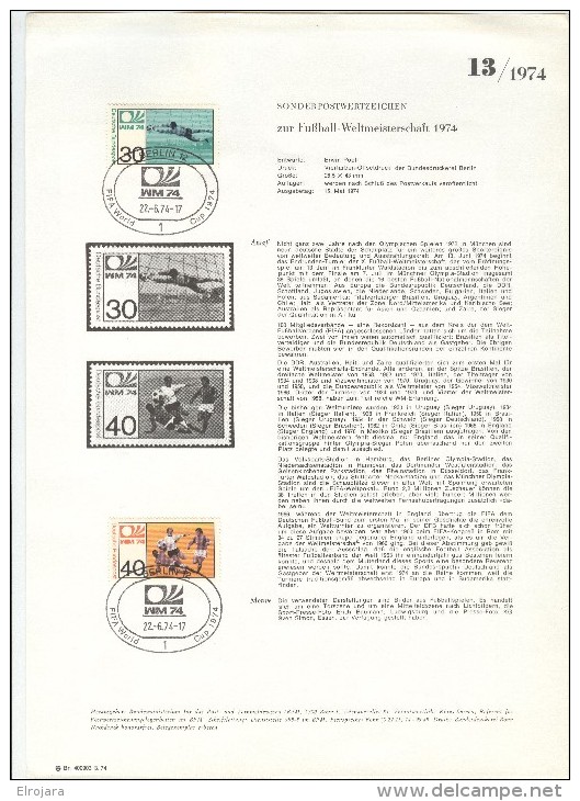 GERMANY Complete Set Of 21 Different Cancels On Announcements For The Championship Stamps Of Germany Set Nr. 103 - 1974 – Germania Ovest