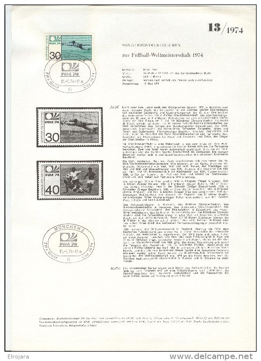 GERMANY complete set of 21 different cancels on announcements for the Championship stamps of Germany set nr. 103