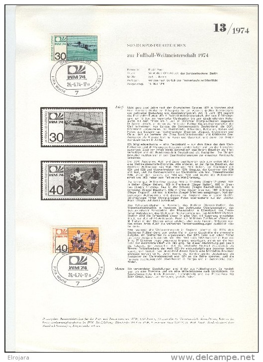 GERMANY complete set of 21 different cancels on announcements for the Championship stamps of Germany set nr. 103