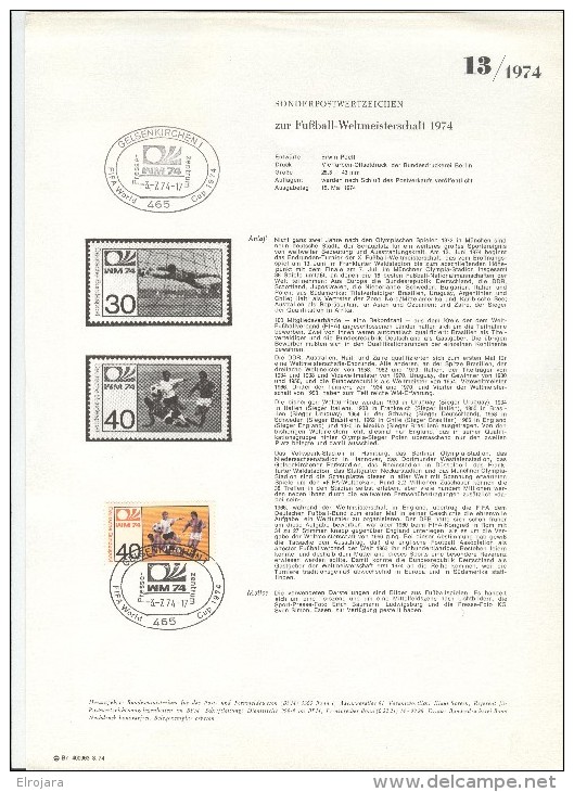 GERMANY complete set of 21 different cancels on announcements for the Championship stamps of Germany set nr. 103