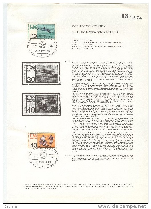 GERMANY complete set of 21 different cancels on announcements for the Championship stamps of Germany set nr. 103