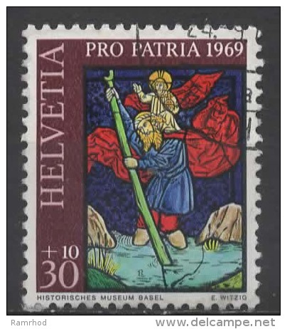 SWITZERLAND 1969 Pro Patria. For National Day Collection. Stained-glass Windows - 30c.+10c. - "St. Christopher"   FU - Revenue Stamps