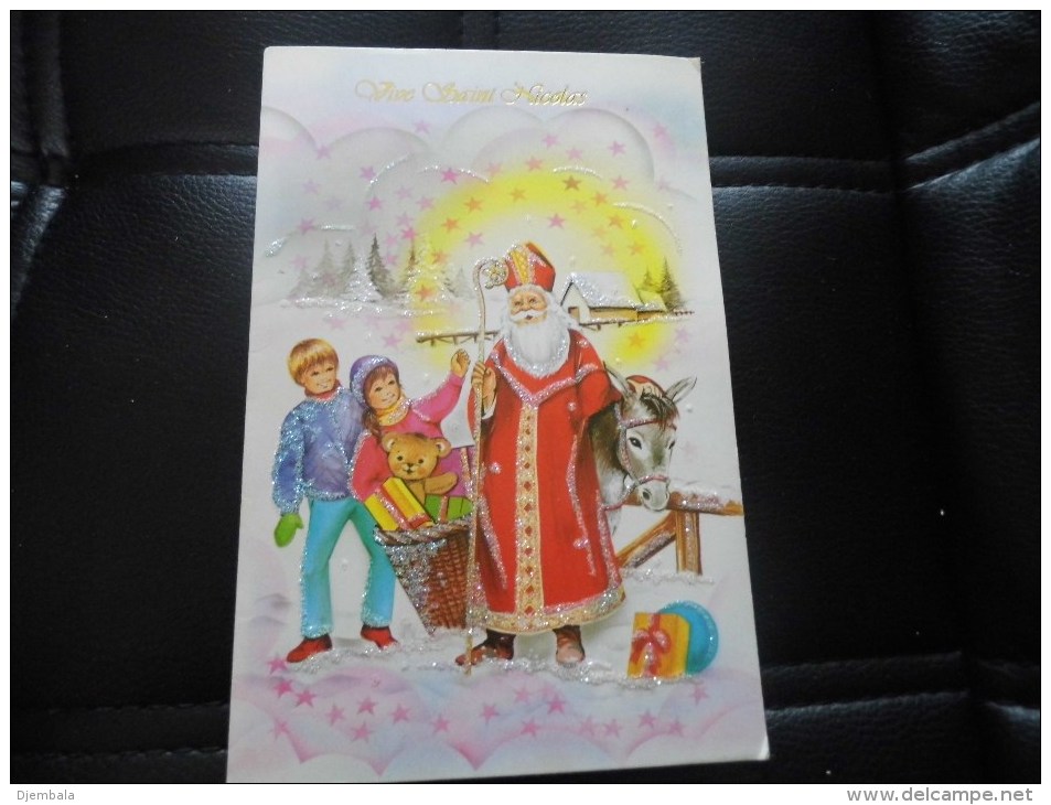 CARTE REPRESENTANT    ST NICOLAS  AVEC SON ANE ET DES ENFANTS - Nikolaus