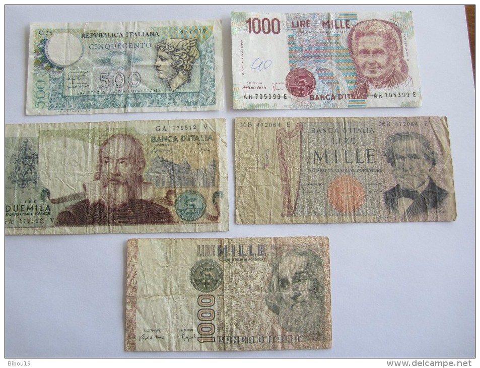 ITALIE LOT DE 5 BILLETS - Other & Unclassified