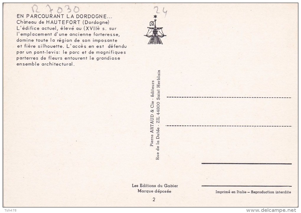 24---le Château De HAUTEFORT---voir 2 Scans - Hautefort