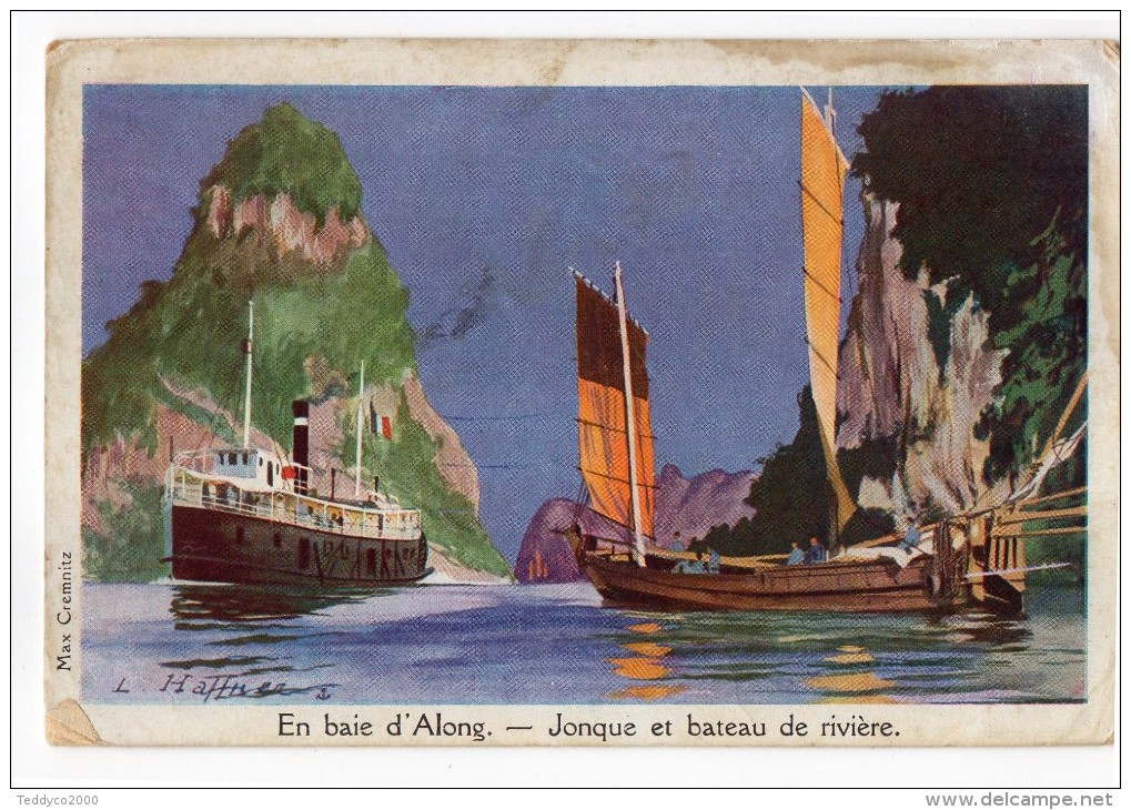 HAFFNER "En Baie D'Along. Jonque Et Bateau De Rivière " - Haffner