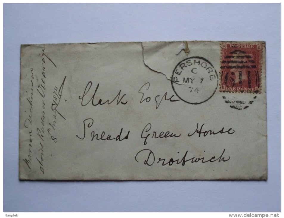 GB VICTORIA 1874 COVER PERSHORE DUPLEX TO DROITWICH - Covers & Documents