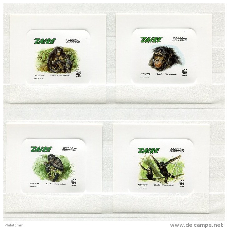 WWF - Kongo (Zaire) - Block A 75 - D 75 DeLuxe Blocks Karton - "Bonobo" (DeLuxe Sheets Carton) - Unused Stamps