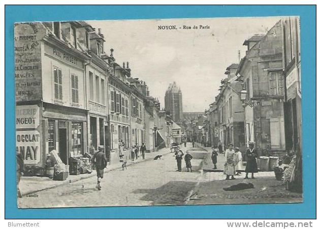 CPA Animée Rue De Paris NOYON 60 - Noyon