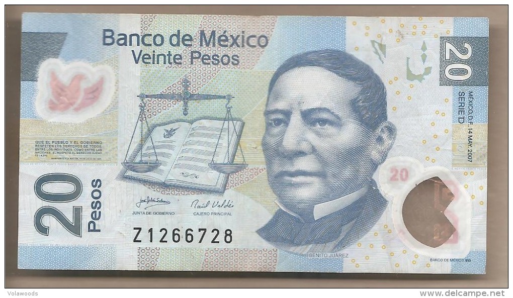 Messico - Banconota Circolata Da 20 Pesos - 2007 - Polimero - Mexique