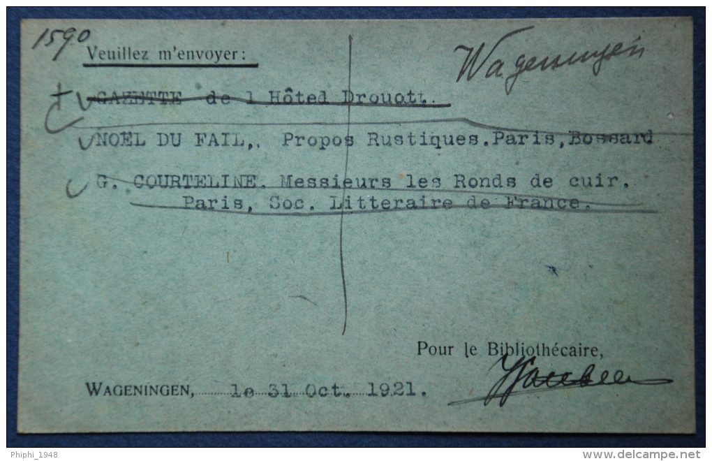 .Carte Commerciale.WAGENINGEN Pour PARIS.1921. (3 Scanners ) - Lettres & Documents