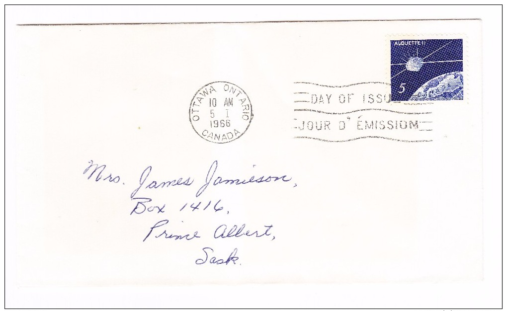 1966 Canada Alouette II 5c First Day Cover - 1961-1970