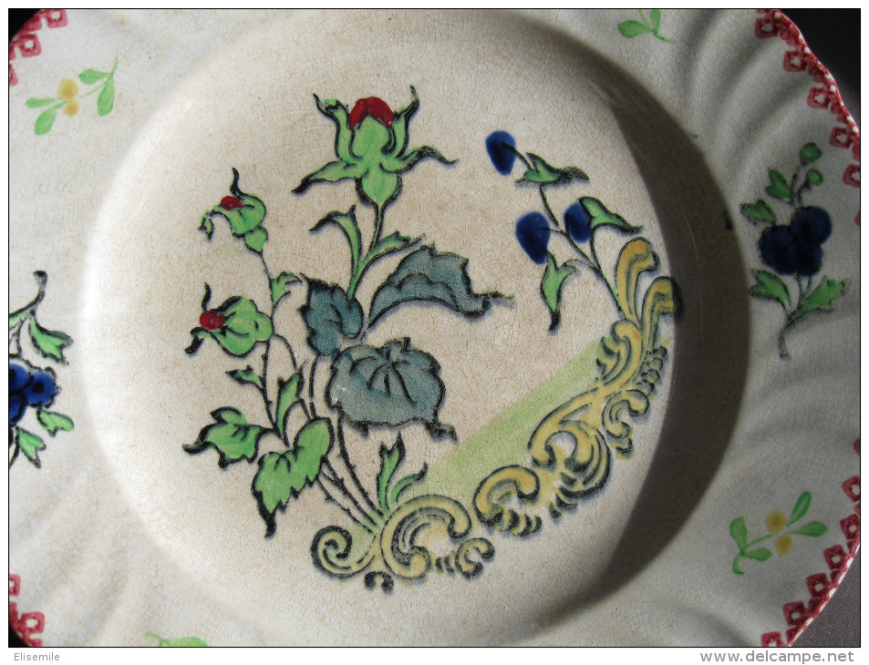 COMPOTIER PLAT A GATEAU ASSIETTE SUR PIEDOUCHE LONGWY 19ème MODELE RABELAIS - Longwy (FRA)