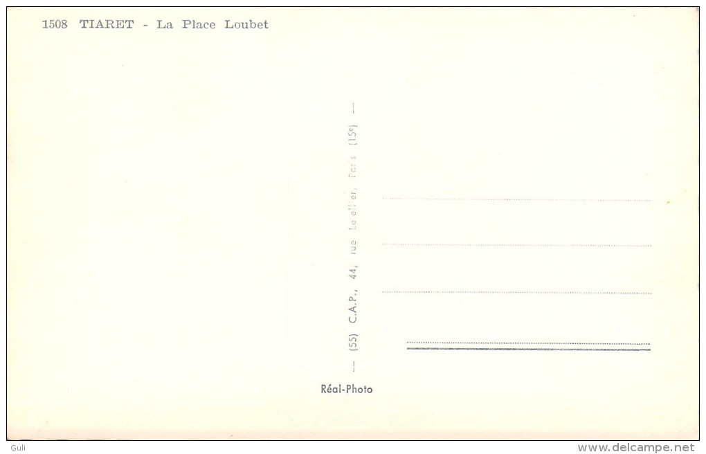Afrique Algérie- TIARET  La Place Loubet (auto Voiture) (Cpsm Editions:C.A.P CAP 1508)*PRIX FIXE - Tiaret
