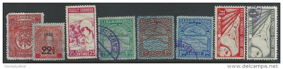 Venezuela   1933-7   Sc#306, 308, 314, C25-7, C53-4   Used  2016 Scott Value $7.20 - Venezuela