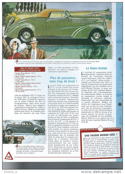 Fiche Chevrolet 1938 (1938) - Un Siècle D'Automobiles (Edit. Hachette) - Voitures