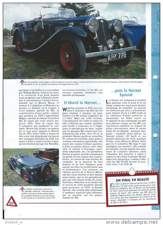 Fiche Wolseley Hornet Special (1933) - Un Siècle D'Automobiles (Edit. Hachette) - Auto's