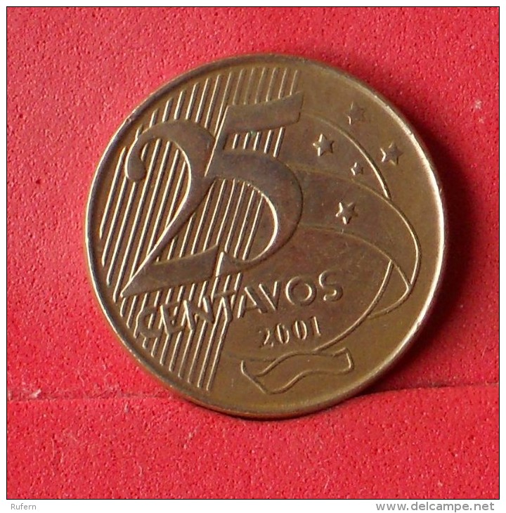 BRAZIL 25 CENTAVOS 2001 -    KM# 650 - (Nº13882) - Brésil