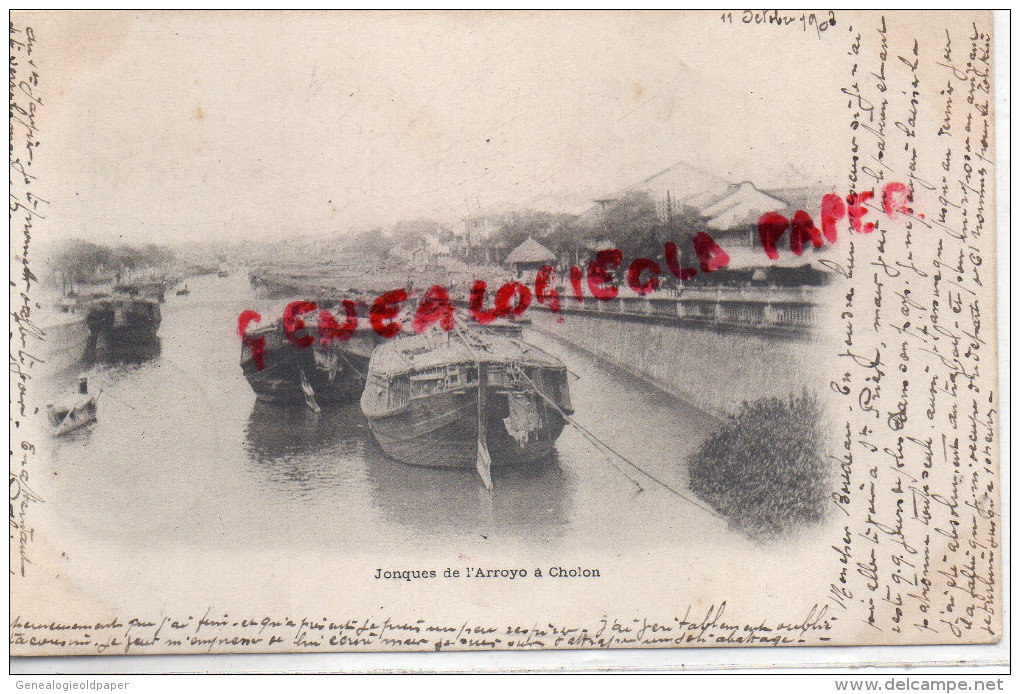 ASIE - VIET NAM - JONQUES DE L' ARROYO A CHOLON -  CARTE PRECURSEUR 1902 - Viêt-Nam