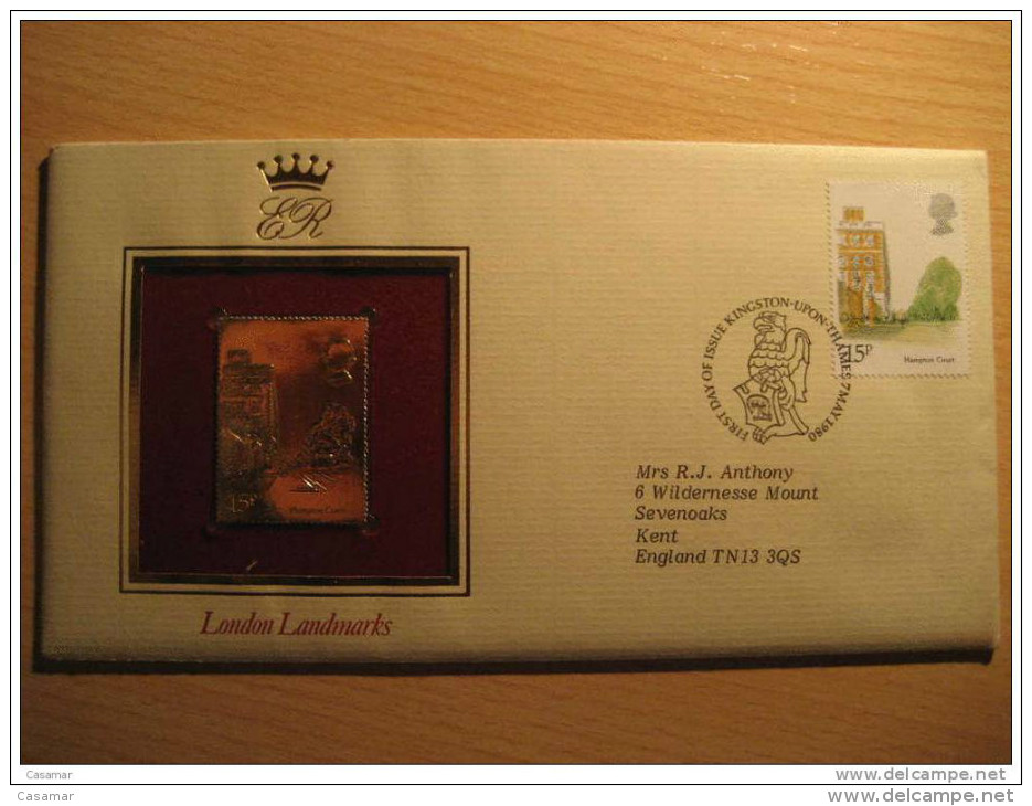 GB UK London Landmarks Opera Music Palace Court Memorial 5 Fdc Gold Stamps Cancel Cover - Unclassified