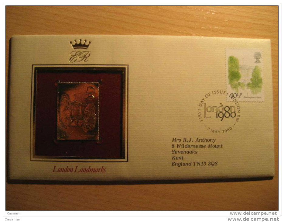 GB UK London landmarks opera music palace court memorial 5 fdc gold stamps cancel cover